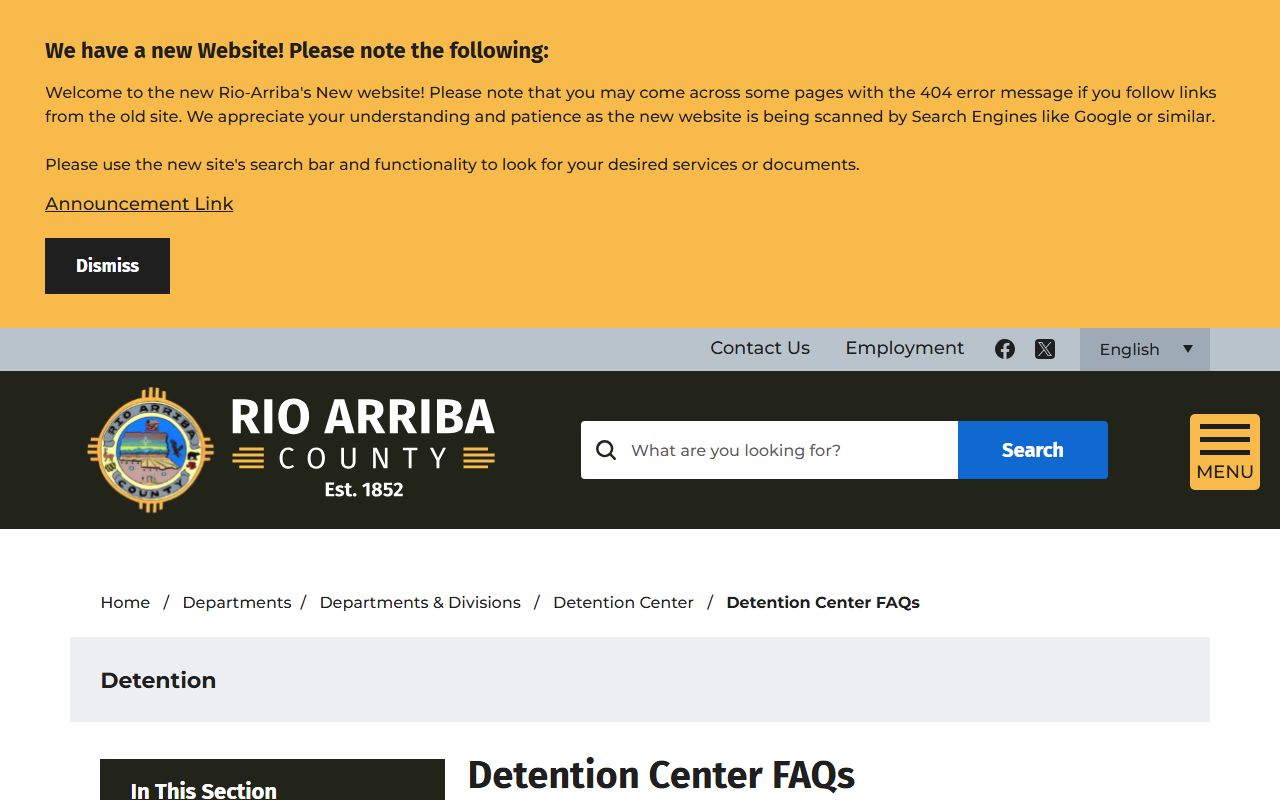 Rio Arriba County Detention Center jail visitation and inmate FAQ